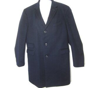 Saks Fifth Avenue Size XL Wool Cashmere Blend Overcoat Trench Coat Winter Blue